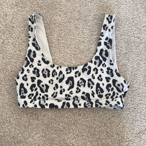 Fabrics white cheetah print sports bra